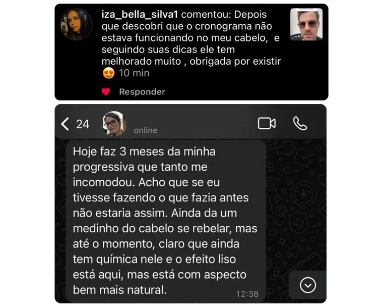 Conversa: aluna conta que, três meses depois da progressiva que a incomodava, o efeito liso continua e o cabelo está com aspecto bem mais natural